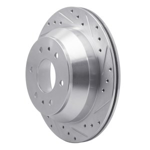 Buick Rainier Brake Rotor (1) - Rear Right - R1 Concepts - Drilled & Slotted - Silver - `02-`09